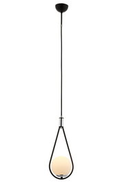 Opviq Lámpara de araña Av-4316-1Bsy de Metal y Vidrio Negro y Blanco